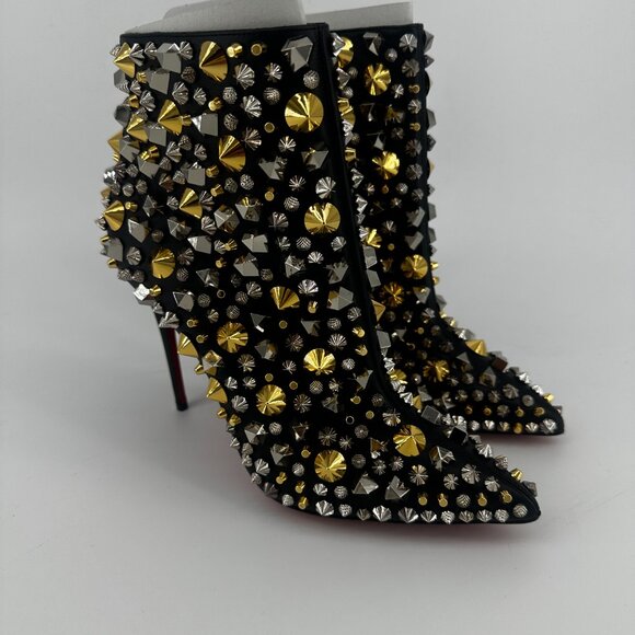 Louboutin So Full Kate Multicolor Calfskin Leather Spike Ankle Boots - Size 39 - Picture 2 of 7